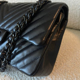 CHANEL Handbag So Black Lambskin Chevron Medium Classic Flap -Knockoff
