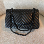 CHANEL Handbag So Black Lambskin Chevron Medium Classic Flap -Knockoff
