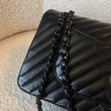 CHANEL Handbag So Black Lambskin Chevron Medium Classic Flap -Knockoff
