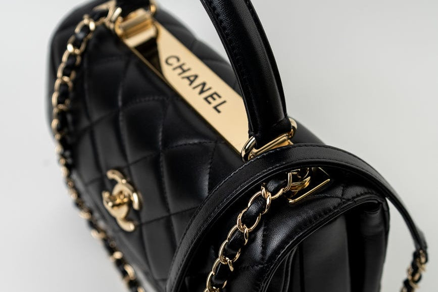 CHANEL Handbag Trendy CC Black Lambskin Black Lambskin Quilted Small Light Gold Hardware -Knockoff
