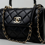 CHANEL Handbag Trendy CC Black Lambskin Black Lambskin Quilted Small Light Gold Hardware -Knockoff
