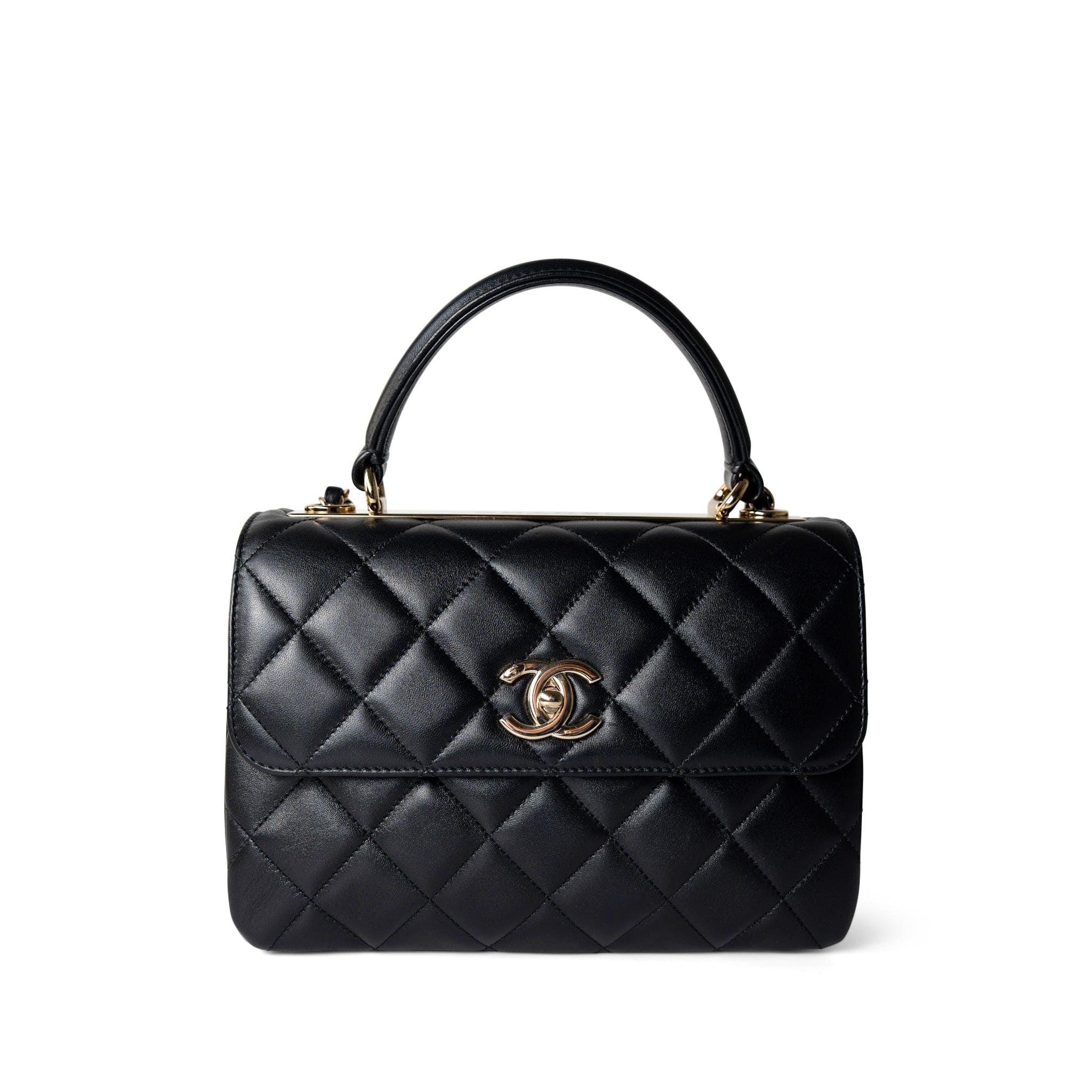 CHANEL Handbag Trendy CC / Black Trendy CC Black Lambskin Quilted Small Light Gold Hardware -Knockoff
