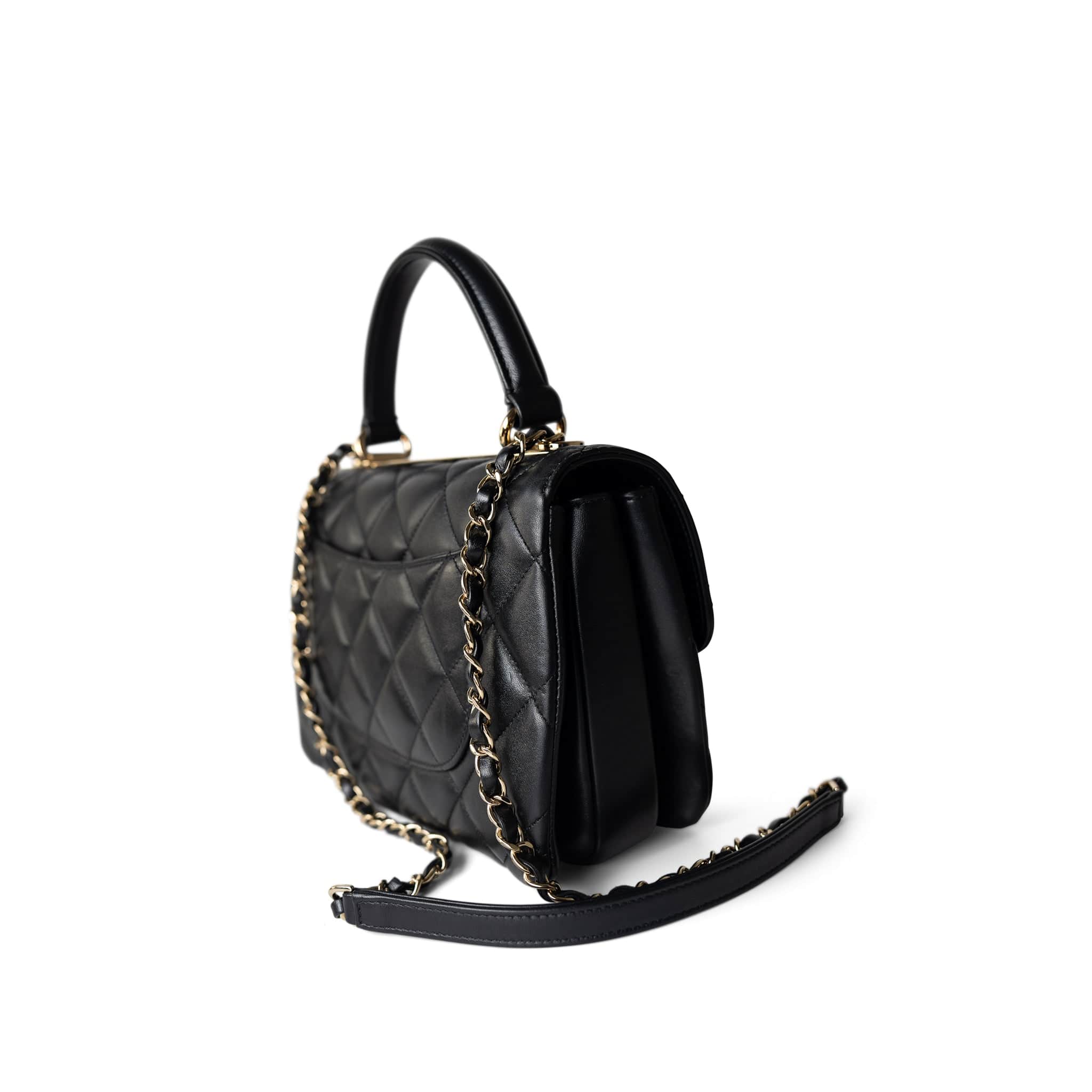 CHANEL Handbag Trendy CC / Black Trendy CC Black Lambskin Quilted Small Light Gold Hardware -Knockoff
