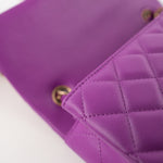 CHANEL Handbag Violet/ Purple Lambskin Quilted Mini Rectangular Single Flap Bag Light Gold Hardware -Knockoff
