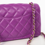 CHANEL Handbag Violet/ Purple Lambskin Quilted Mini Rectangular Single Flap Bag Light Gold Hardware -Knockoff
