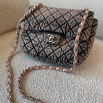 CHANEL Handbag Washed Denim Quilted Small Denimpression Flap Rose Clair Silver Hardware -Knockoff
