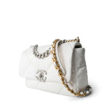 CHANEL Handbag White / 19 22S White Lambskin Quilted 19 Flap Small Reverse Mixed Hardware -Knockoff
