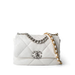 CHANEL Handbag White / 19 22S White Lambskin Quilted 19 Flap Small Reverse Mixed Hardware -Knockoff
