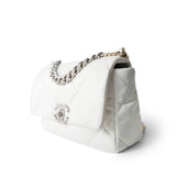 CHANEL Handbag White / 19 22S White Lambskin Quilted 19 Flap Small Reverse Mixed Hardware -Knockoff
