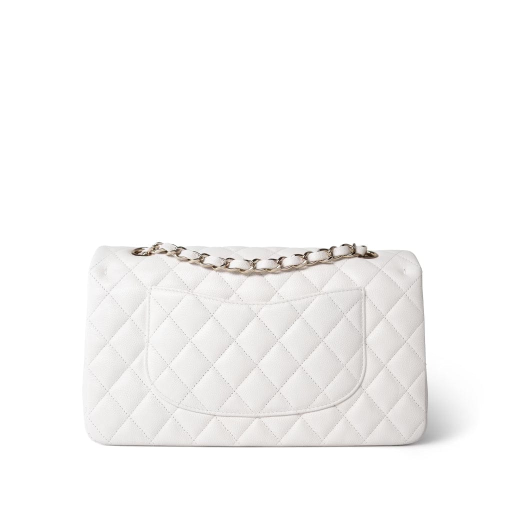 CHANEL Handbag White 20S White Caviar Quilted Classic Flap Medium Light Gold Hardware -Knockoff
