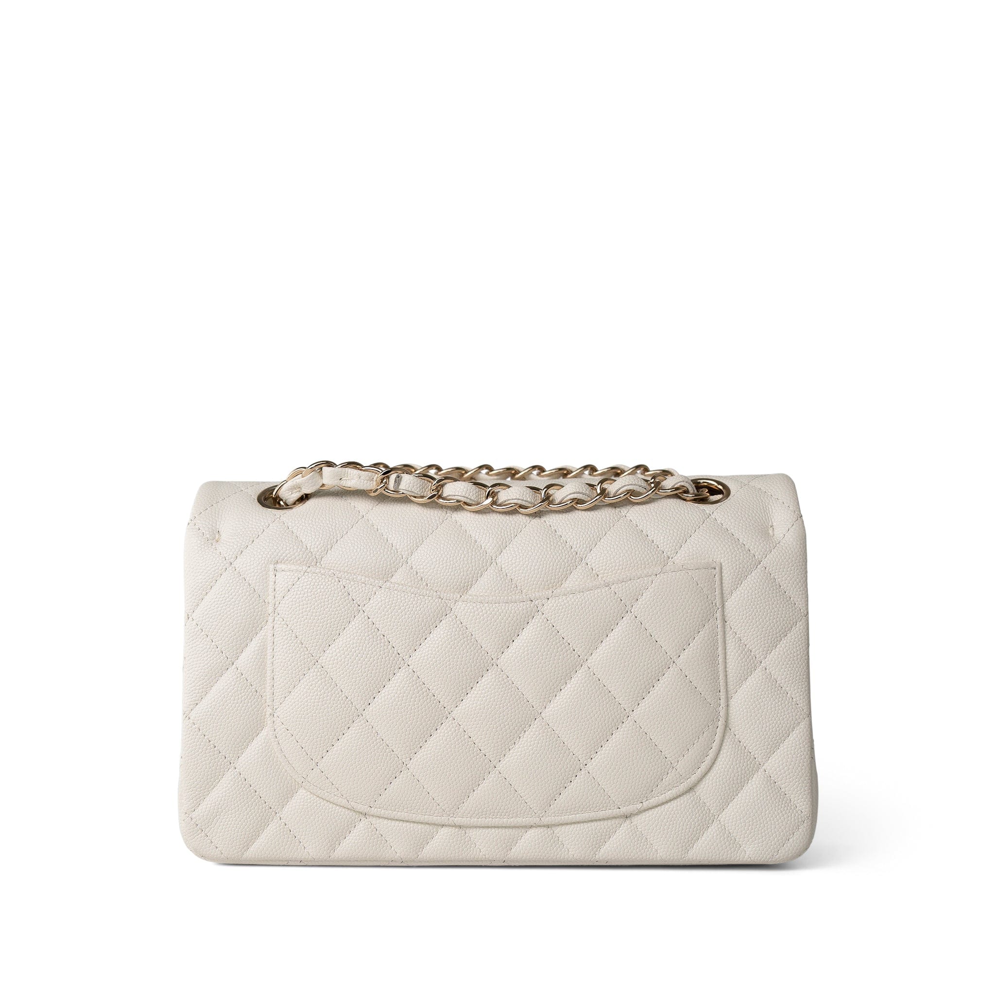 CHANEL Handbag WHITE 21B Ivory Caviar Quilted Classic Flap Small Light Gold Hardware -Knockoff
