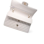 CHANEL Handbag White 21C White Caviar Quilted Classic Flap Medium Light Gold Hardware -Knockoff
