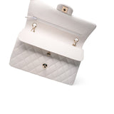 CHANEL Handbag White 21C White Caviar Quilted Classic Flap Medium Light Gold Hardware -Knockoff
