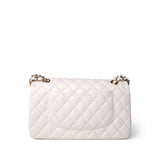 CHANEL Handbag White 21C White Caviar Quilted Classic Flap Medium Light Gold Hardware -Knockoff
