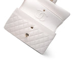 CHANEL Handbag White 21C White Caviar Quilted Classic Flap Medium Light Gold Hardware -Knockoff
