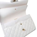 CHANEL Handbag White 21S Jumbo White Caviar Quilted Classic Flap Light Gold Hardware -Knockoff
