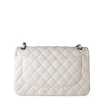 CHANEL Handbag White 21S Jumbo White Caviar Quilted Classic Flap Light Gold Hardware -Knockoff
