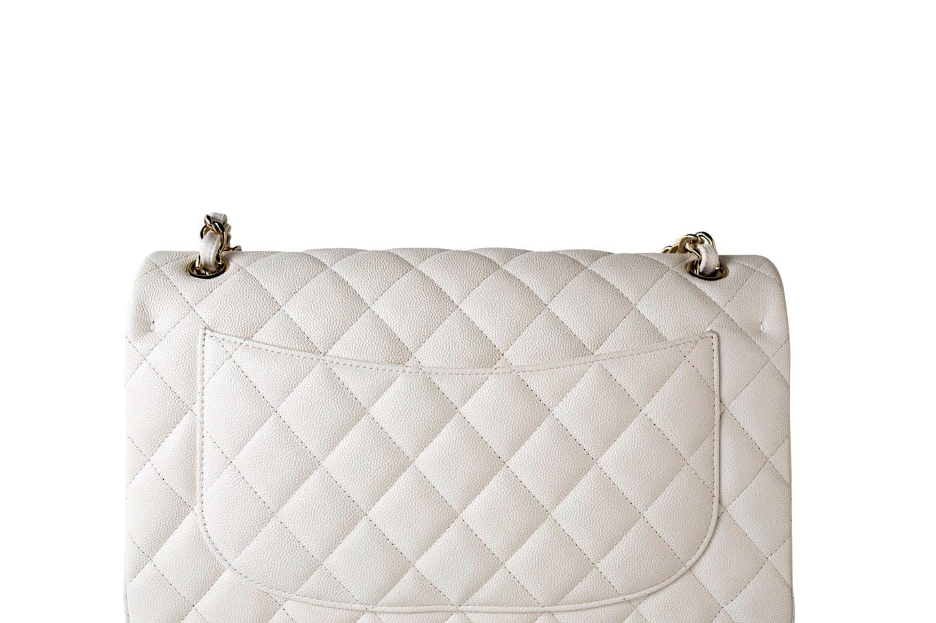 CHANEL Handbag White 21S Jumbo White Caviar Quilted Classic Flap Light Gold Hardware -Knockoff
