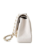 CHANEL Handbag White 21S Jumbo White Caviar Quilted Classic Flap Light Gold Hardware -Knockoff
