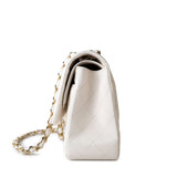 CHANEL Handbag White 21S Jumbo White Caviar Quilted Classic Flap Light Gold Hardware -Knockoff
