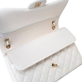 CHANEL Handbag White 21S Jumbo White Caviar Quilted Classic Flap Light Gold Hardware -Knockoff
