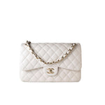 CHANEL Handbag White 21S Jumbo White Caviar Quilted Classic Flap Light Gold Hardware -Knockoff
