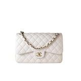 CHANEL Handbag White 21S Jumbo White Caviar Quilted Classic Flap Light Gold Hardware -Knockoff
