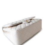 CHANEL Handbag White 21S Jumbo White Caviar Quilted Classic Flap Light Gold Hardware -Knockoff
