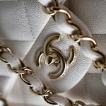 CHANEL Handbag White 21S Jumbo White Caviar Quilted Classic Flap Light Gold Hardware -Knockoff
