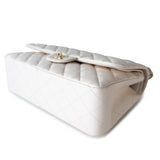 CHANEL Handbag White 21S Jumbo White Caviar Quilted Classic Flap Light Gold Hardware -Knockoff
