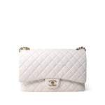 CHANEL Handbag White 22B White Caviar Quilted Maxi Classic Flap Light Gold Hardware -Knockoff
