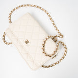 CHANEL Handbag White 22C White Caviar Quilted Wallet On Chain WOC Light Gold Hardware -Knockoff
