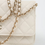 CHANEL Handbag White 22C White Caviar Quilted Wallet On Chain WOC Light Gold Hardware -Knockoff
