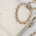 CHANEL Handbag White 22C White Caviar Quilted Wallet On Chain WOC Light Gold Hardware -Knockoff
