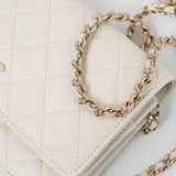 CHANEL Handbag White 22C White Caviar Quilted Wallet On Chain WOC Light Gold Hardware -Knockoff
