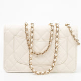 CHANEL Handbag White 22C White Caviar Quilted Wallet On Chain WOC Light Gold Hardware -Knockoff
