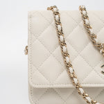 CHANEL Handbag White 22C White Caviar Quilted Wallet On Chain WOC Light Gold Hardware -Knockoff
