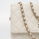 CHANEL Handbag White 22C White Caviar Quilted Wallet On Chain WOC Light Gold Hardware -Knockoff
