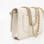 CHANEL Handbag White 22C White Caviar Quilted Wallet On Chain WOC Light Gold Hardware -Knockoff
