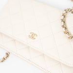 CHANEL Handbag White 22C White Caviar Quilted Wallet On Chain WOC Light Gold Hardware -Knockoff
