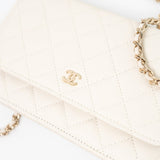 CHANEL Handbag White 22C White Caviar Quilted Wallet On Chain WOC Light Gold Hardware -Knockoff
