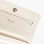 CHANEL Handbag White 22C White Caviar Quilted Wallet On Chain WOC Light Gold Hardware -Knockoff
