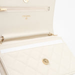 CHANEL Handbag White 22C White Caviar Quilted Wallet On Chain WOC Light Gold Hardware -Knockoff
