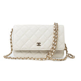 CHANEL Handbag White 22C White Caviar Quilted Wallet On Chain WOC Light Gold Hardware -Knockoff
