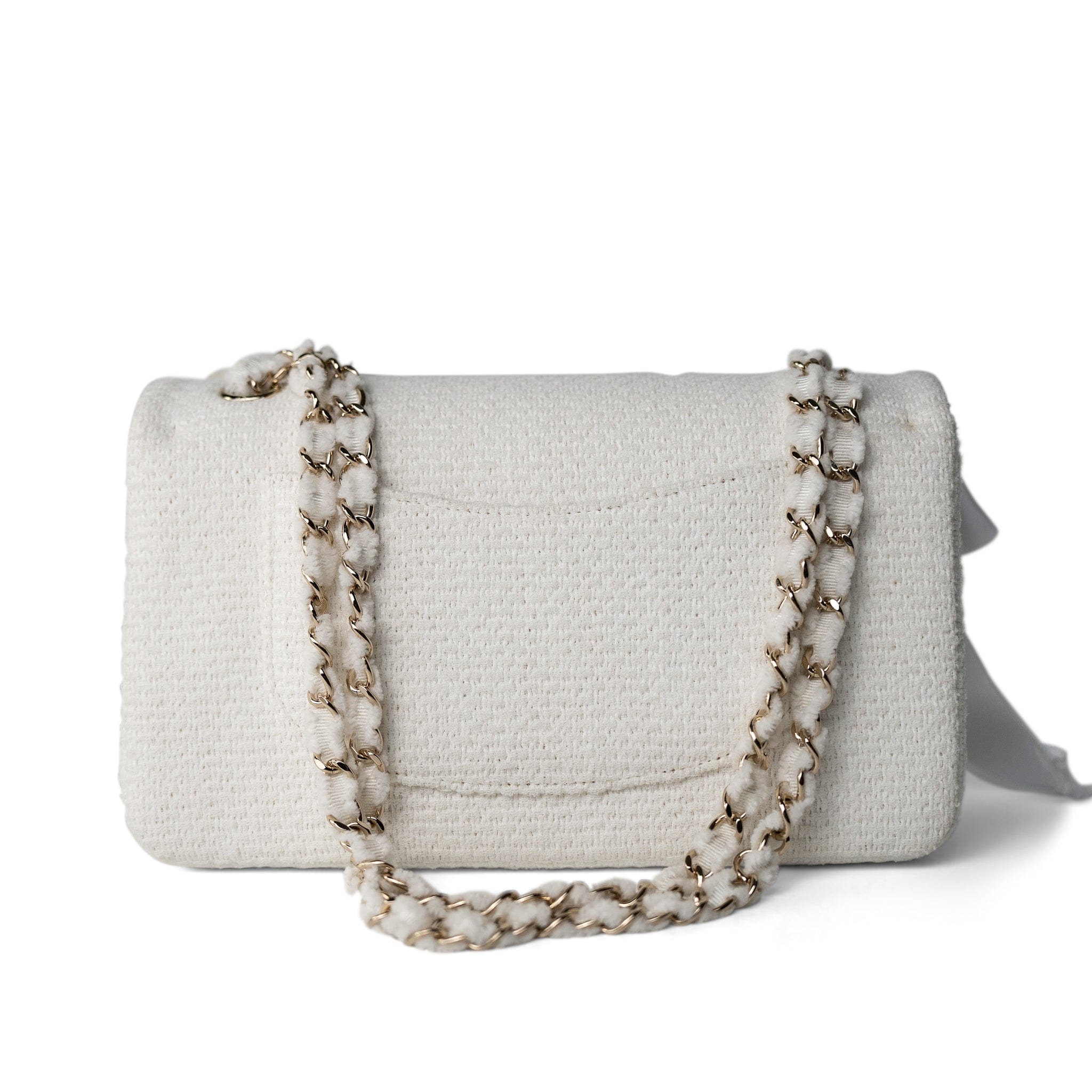 CHANEL Handbag White 22C White Tweed Classic Flap Medium -Knockoff
