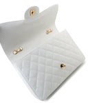 CHANEL Handbag White Caviar Quilted Jumbo Single Flap Gold Hardware -Knockoff
