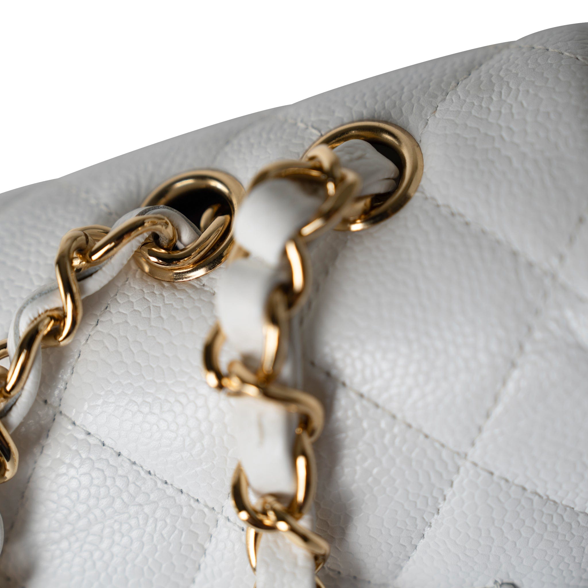 CHANEL Handbag White Caviar Quilted Jumbo Single Flap Gold Hardware -Knockoff
