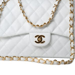 CHANEL Handbag White Caviar Quilted Jumbo Single Flap Gold Hardware -Knockoff
