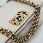 CHANEL Handbag White Caviar Quilted LeBoy Bag Small -Knockoff
