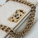 CHANEL Handbag White Caviar Quilted LeBoy Bag Small -Knockoff
